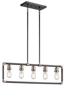 KL/IMAHN/ISLE Imhan 5 Light Linear Chandelier Light In Black And Natural Brass