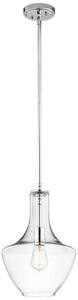 KL/EVERLY/P/S CH Everly 1 Light Small Ceiling Pendant Light In Chrome