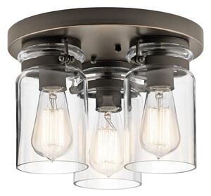Elstead KL/BRINLEY/F OZ Brinley 3 Light Flush Mount Ceiling Light In Olde Bronze