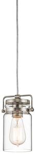 Elstead KL/BRINLEY/MP NI Brinley 1 Light Mini Pendant Ceiling Light In Brushed Nickel