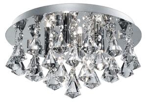 Searchlight 2204-4CC Hanna Four Light Flush Ceiling Light In Chrome With Glass Pyramid Drops