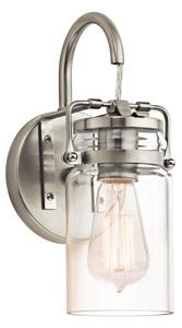Elstead KL/BRINLEY1 NI Brinley 1 Light Wall Light In Brushed Nickel