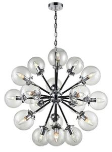 Franklite Reaction FL2369/18 18 Light Ceiling Light In Matt Black/Chrome With Clear Glass Spheres