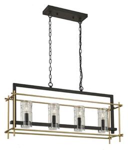 Franklite FL2368/4 Bistro Diner Four Light Ceiling Bar Light In Antique Finish Ironwork And Matt Gold