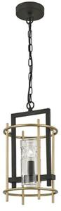 F2368/1 Diner One Light Ceiling Pendant Light In Antique Finish Ironwork And Matt Gold