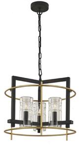 F2368/3 Diner Three Light Ceiling Pendant Light In Antique Finish Ironwork And Matt Gold