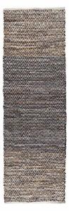 Grey Recycled Leather Handwoven Herringbone Hall Runner, 66 x 200 cm