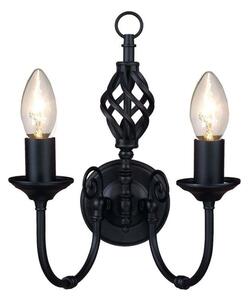 Barley 2 Light Classic Knot Twist Wall Light In Black