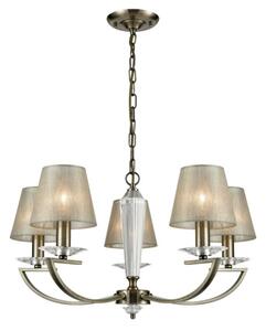 Franklite FL2242/5/1171 Artemis Five Light Pendant Ceiling Light In Bronze With Gold Shades