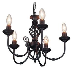 Classic 5 way Multi Arm Barley Ceiling Pendant Light In Black