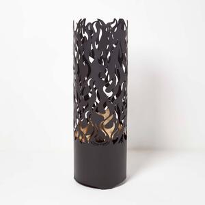 Homescapes Large Black Fire Drum with Laser Cut Design, 1.2m Tall