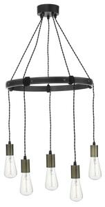 Dar IVA0531 Ivan 5 Light Ceiling Cluster Light In Wood With Aged Brass