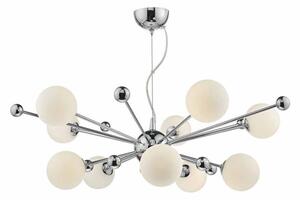 Dar URS2350 Ursa 10 Light Ceiling Pendant Light In Chrome And Opal Glass