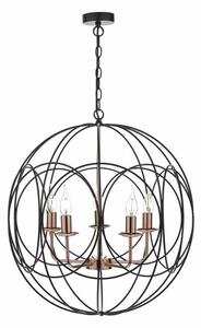 Dar PHO0522 Phoenix 5 Light Ceiling Pendant Light In Black And Copper