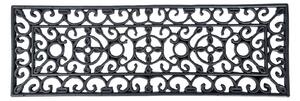 Black Wrought Iron Effect Parisian Style Rectangular Rubber Doormat, 75 x 25cm