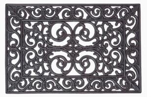 Black Wrought Iron Effect Parisian Style Rectangular Rubber Doormat, 60 x 40 cm