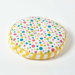 Multi Polka Dots & Yellow Stripes Children’s Round Floor Cushion