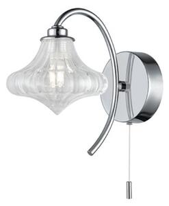 W099/989 One Light Wall Light In Chrome With Clear Transparent Glass
