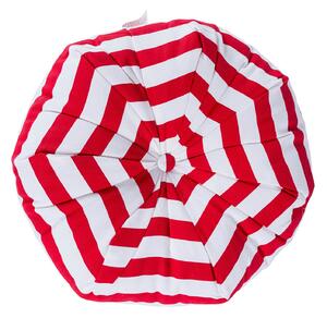 Homescapes Red and White Stripe Pleated Round Floor Cushion