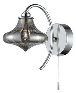 W099/990 One Light Wall Light In Chrome With Smoked Effect Glass