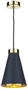David Hunt Lighting HYD01 Hyde One Light Ceiling Pendant Light In Brass With Smoke Blue Metal Shade