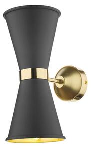 David Hunt Lighting HYD09 Hyde Two Light Wall Light In Brass With Smoke Blue Metal Shade