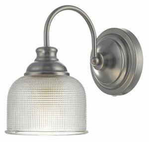 Dar TAC0761 Tack 1 Light Wall Light In Antique Chrome And Glass Shade
