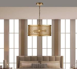 Searchlight 12483-3GO Fishnet 3 Light Ceiling Pendant Light In Matt Gold