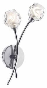 Dar SEA0946 Seattle 2 Light Wall Light In Satin Chrome With Glass Shade