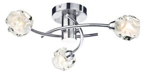 Dar SEA5346 Seattle 3 Light Semi Flush Ceiling Light In Satin Chrome With Glass Shades