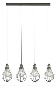 Searchlight 1384-4PW Balloon Cage 4 Light Linear Pendant Light In Pewter