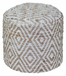 Sierra Natural Diamond Pattern Hemp Circular Bean Filled Pouffe, 45 cm