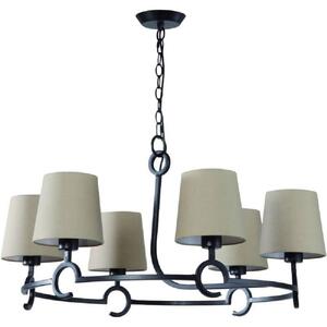 Mantra M5210 Argi 6 Light Round Pendant In Brown Oxide With Brown Shades