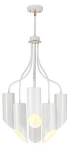 Elstead QUINTO6WAB Quinto 6 Light Ceiling Chandelier In White And Aged Brass