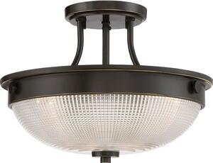 QZ/MANTLESFPN Mantle 2 Light Semi Flush Ceiling Light In Bronze