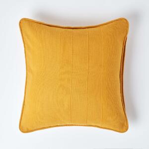 Cotton Rajput Ribbed Mustard Yellow Cushion Cover, 45 x 45cm