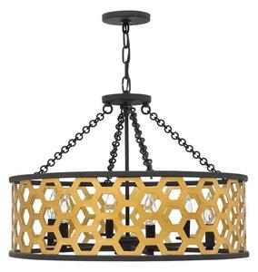 HK/FELIX/6P Felix 6 Light Pendant Light In Gold And Black