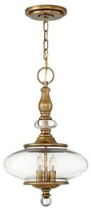 HK/WEXLEY/3PHB Wexley 3 Light Ceiling Pendant Light In Heritage Brass