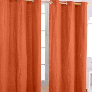 Cotton Plain Burnt Orange Ready Made Eyelet Curtain Pair, 117 x 137cm