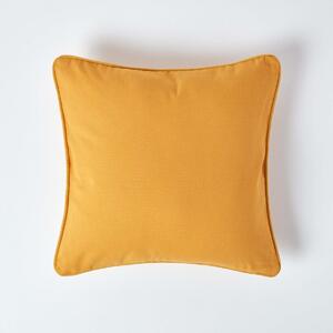 Homescapes Cotton Plain Mustard Yellow Cushion Cover, 30 x 30cm