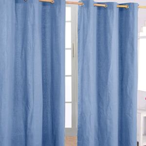 Cotton Plain Airforce Blue Ready Made Eyelet Curtain Pair, 117 x 137cm