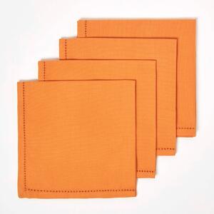 Homescapes Burnt Orange Fabric 4 Napkins Set