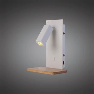 Mantra M5463 Nordica II 1 Light Switched Wall Light In White Metal And Wood - Small