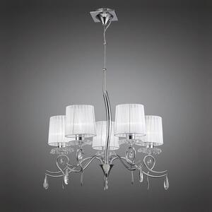Mantra M5271 Louise 5 Light Pendant Light In Chrome With White Shades