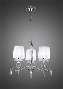 Mantra M5273 Louise 3 Light Ceiling Pendant Light In Chrome With White Shades