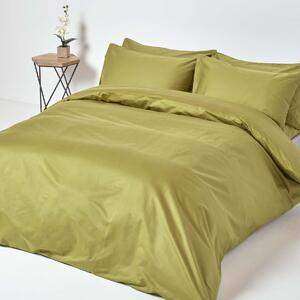 Olive Green Egyptian Cotton Duvet Cover with Pillowcases 1000 Thread Count, Single