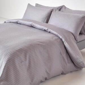 Grey Egyptian Cotton Stripe Duvet Cover and Pillowcases 330 TC, Single