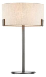 1 Light Table Lamp In Brushed Bronze With Natural Linen Shade