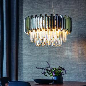 6 Light Ceiling Pendant Light In Polished Nickel Plate WIth Clear Crystal Glass Shade