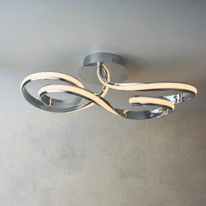 Semi Flush LED Ceiling Light In Chrome Plate And White Silicone